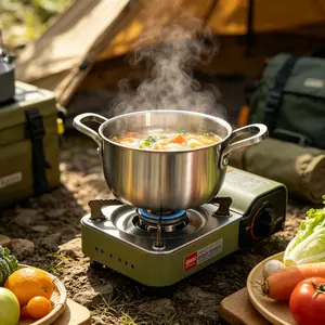 Thick Stainless Steel Dual-Ear Soup Pot 18cm, High-End Kitchen Cooking Pot, Five-Layer Steel Construction, Model Xinghao