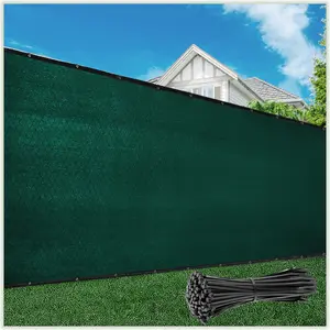 Custom-sized Green 5' Fence Privacy Screen Windscreen Cover Fabric Shade Tarp Netting Mesh Cloth - Commercial Grade 170 GSM - Heavy Duty
