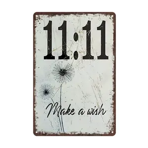 Metal Tin Sign - Make A Wish Vintage-Inspired Wall Decor, Durable, Fade-Resistant 12"x8" Retro Poster, Distressed Dandelion Design, Perfect for Home, Bar, Man Cave, Garage - Vintage Wall Sign, Garage Art Piece, Metal Wall Art Decor Gift Hanging