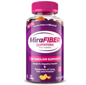 MiraFIBER Gummies from the Makers of MiraLAX, 8g of Daily Fiber Per Serving, Metabolism Support with B Vitamins, Gut Health for Men & Women, Prebiotic Fiber Gummies for Adults, Mixed Fruit Flavor 72Ct