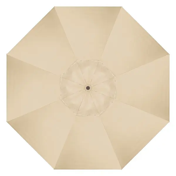 7.5 ft. Sun Master Series Cranked, Tiltable Aluminum & Fiberglass Collar Tilt Market Umbrella with Beige Sunbrella Fabric