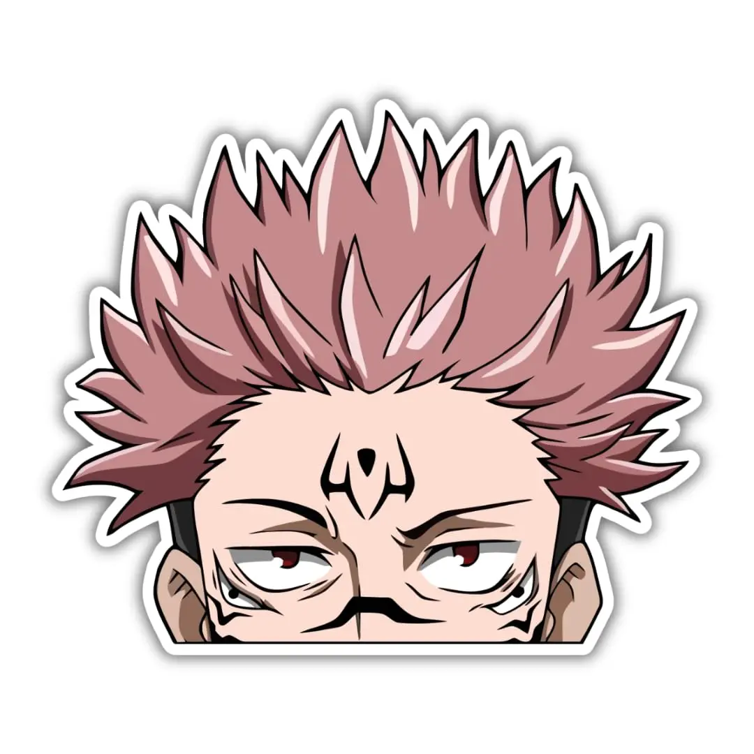 Sukuna Peeking Anime Vinyl Waterproof Sticker Decal [5X4 INCH] for Laptops and Computers Water Bottles Lockers car Bumpers Notebook Covers Smartphone Cases.