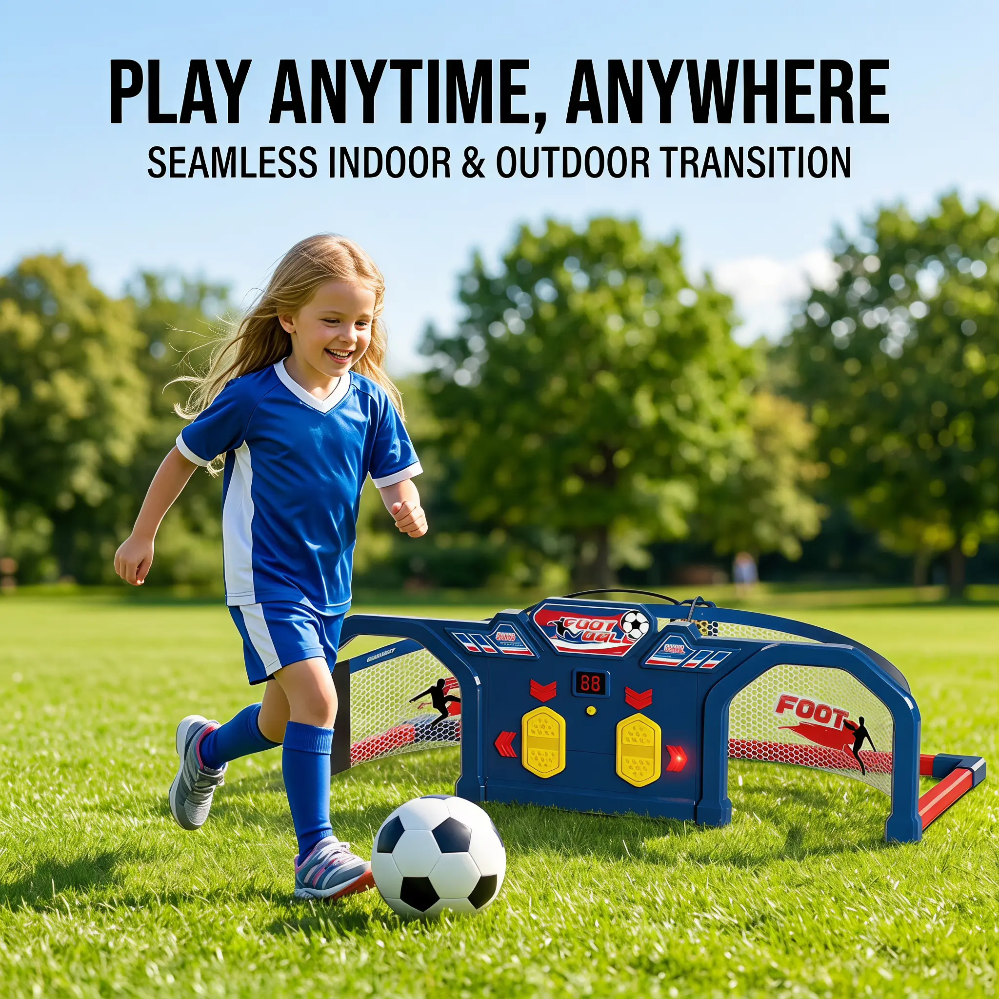 Kids Soccer Trainer Set with Foam, LED Lights, Built-in Electronic Scoring – Portable Indoor-Outdoor Sports Toy, Ages 6+, 2 Exciting Game Modes, Agility & Hand-Eye Coordination Booster, Active Gift for Boys/Girls (Fast US Shipping)