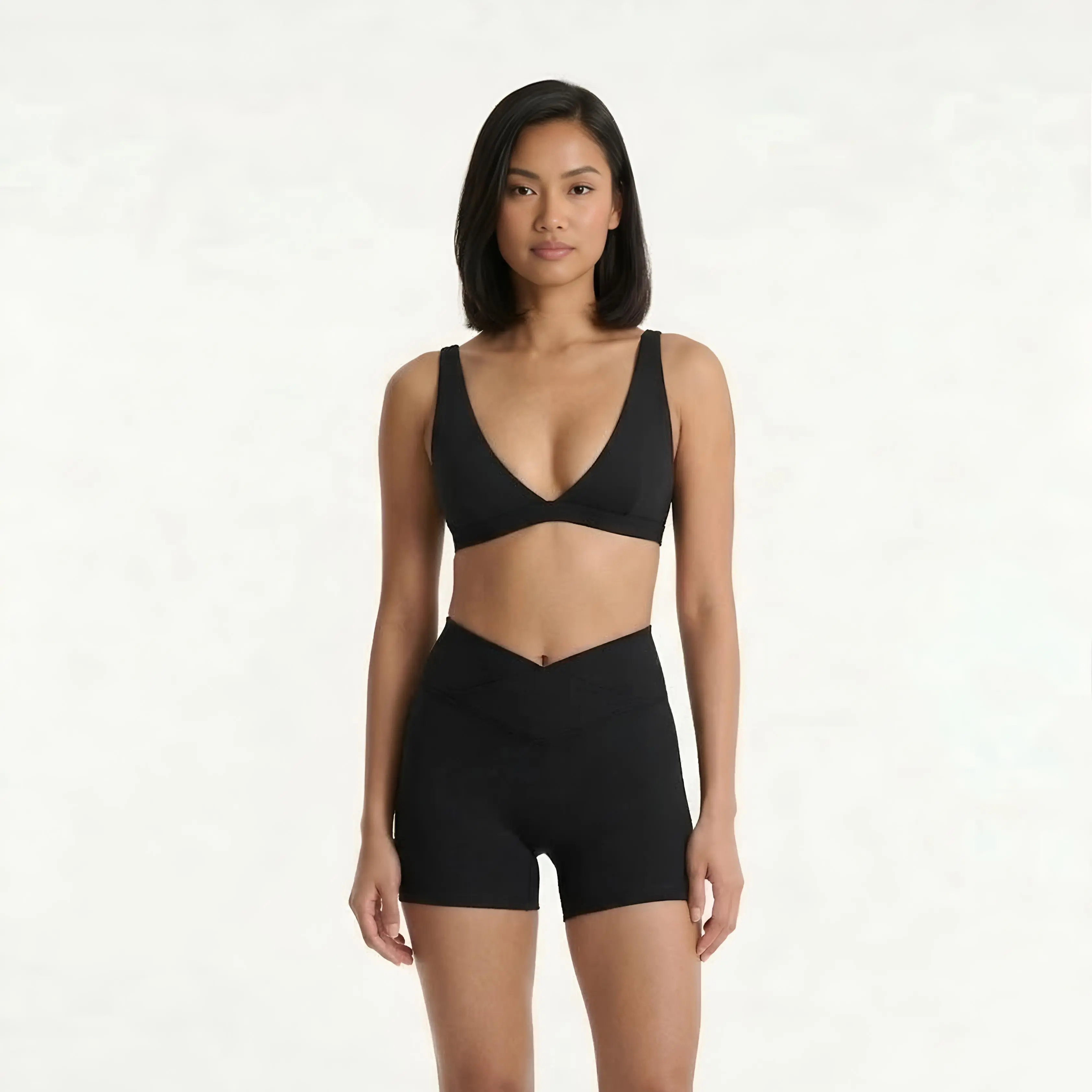 PAVOI Women's FlexFlow Sports Bra, Deep V Plunge with Open Back, Low Support for A through C Cups, Quick Dry Top for Pilates & Lifting, V Neck, Upper Body Workout