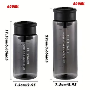 Customized 20.29oz/27.05oz Leakproof Sports Water Bottle, Round Plastic Water Bottle with Portable Tea Filter, Large Capacity Clear Cup – Lightweight & High-Temperature Resistant, Perfect for Outdoor Activities and Holiday Gifts