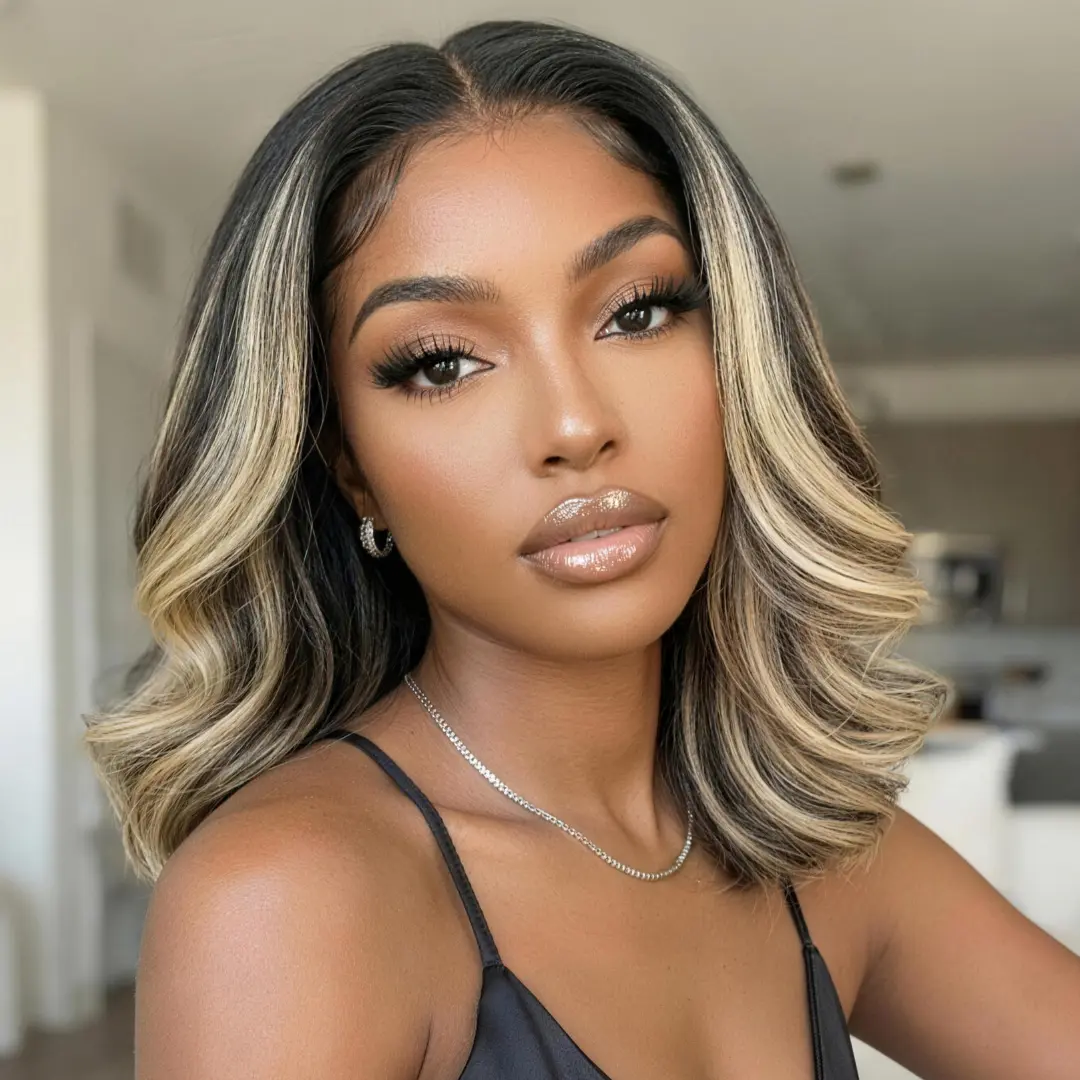 Sunber Ash Blonde Highlight Layered Cut Bob Wig 7x5 Lace Closure Wig Pre Everything Glueless Bye Bye Slip Wigs With Human Hair