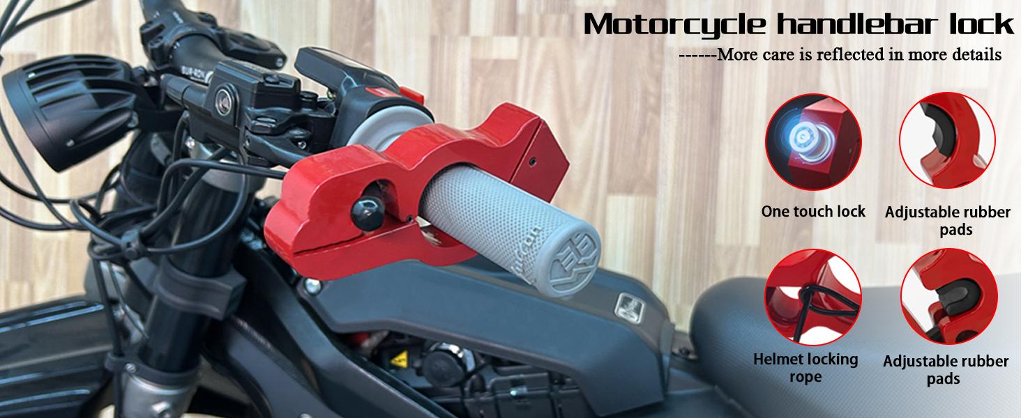 Motorcycle Locks, Helmet Locked & Brake Lock Combo, Anti Theft Motorcycles Handlebar Lock for Motor Moped Motorbike Scooters ATV Dirt Bike Street Bike Electric Scooters