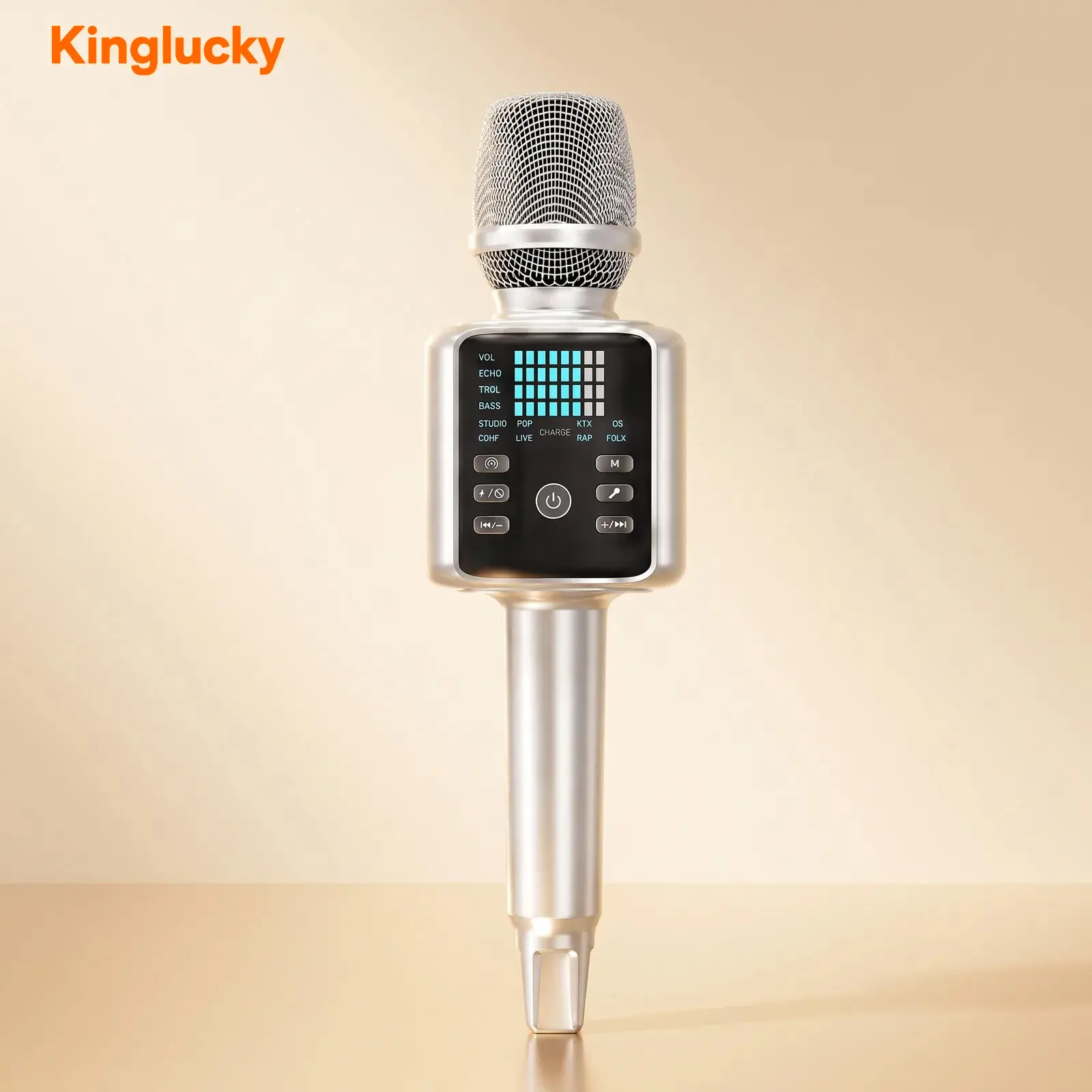 KINGLUCKY H9 Wireless Karaoke Microphone, AI Vocal Remover & Voice Changer, Bluetooth Speaker Mic for Family Party, iOS/Android