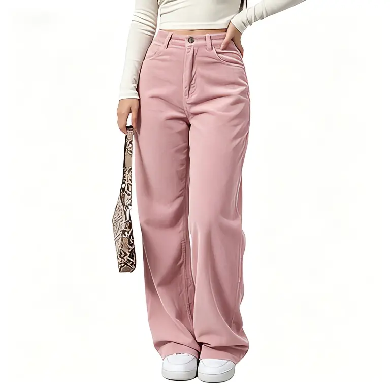 EMMIOL Corduroy Wide Leg Pants Women Casual Winter 2025 Elastic Waist Vintage Loose Trousers with Pockets