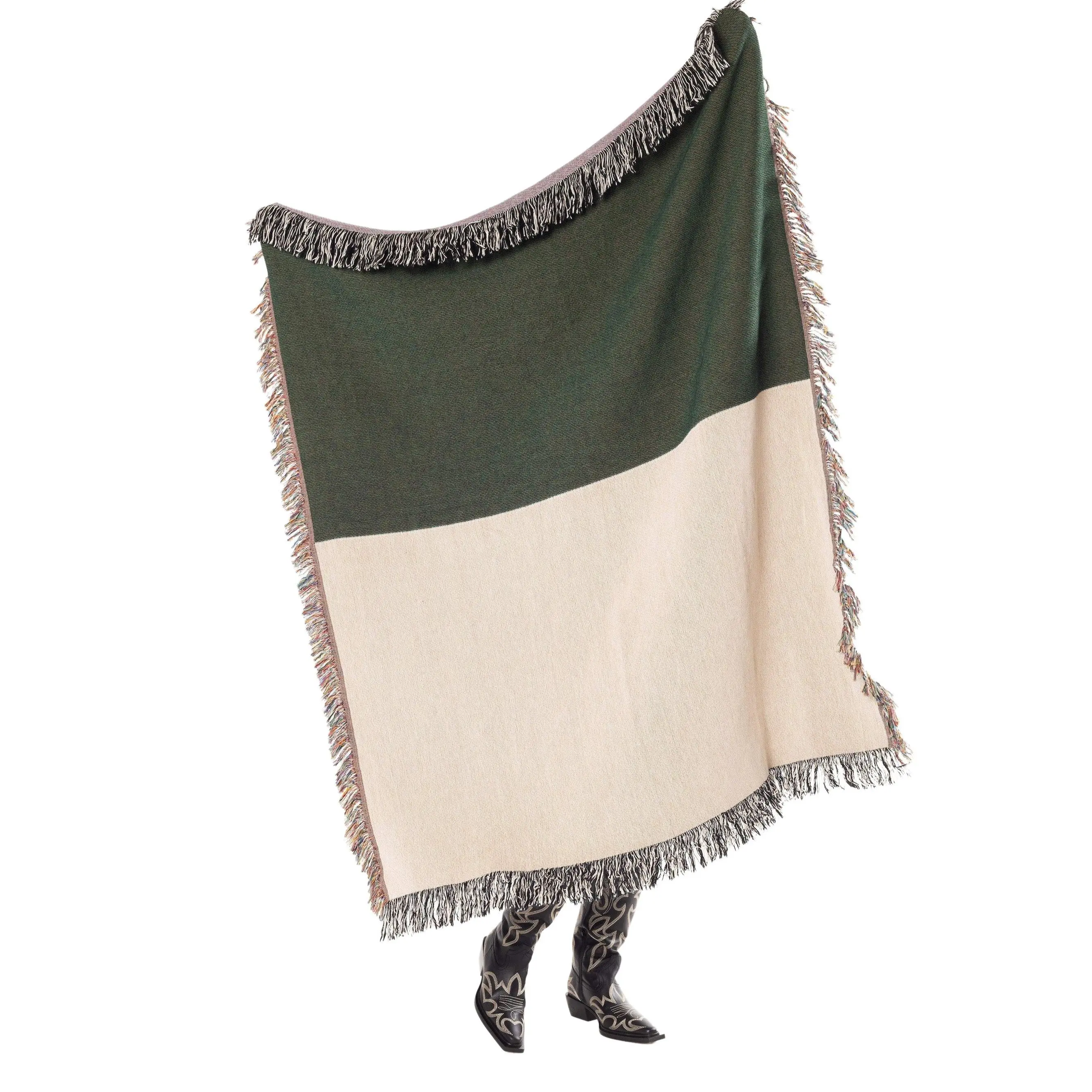Color Block Woven Throw Blanket