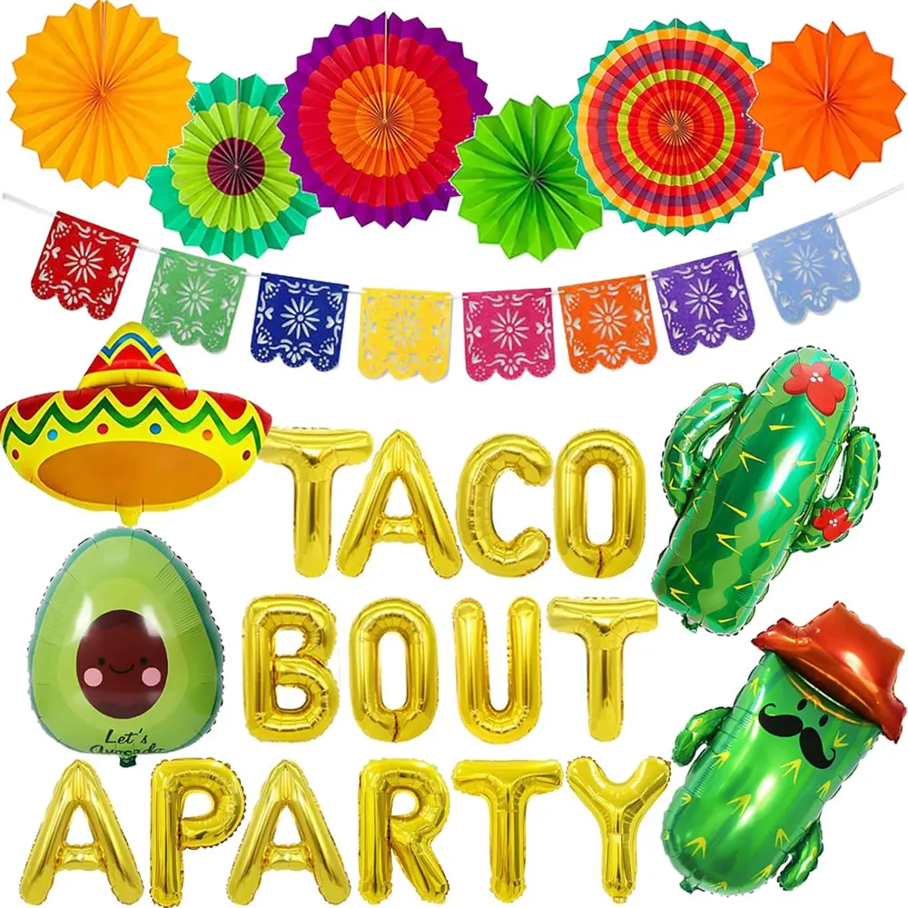 1 Set Taco Bout A Party Decorations - Mexican Party Banner, Balloons for Taco and Fiesta Themed Celebrations ﻿