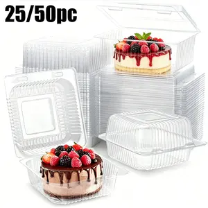 25/50pc Square Food Storage Boxes with Lids, Cake Containers for Baking, Picnics, Parties, Ideal for Cakes, Cookies, Hamburgers, Salads, Swiss Rolls