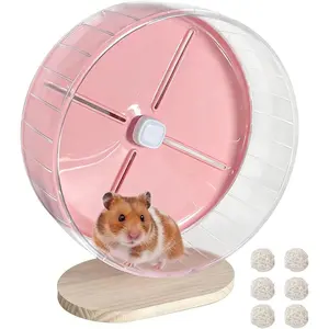 10.2 Inch Silent Quiet Spinner Hamster Running Wheel with Anti-Skid Adjustable Stand for Gerbils, Rats and Other Small Pets, Pink