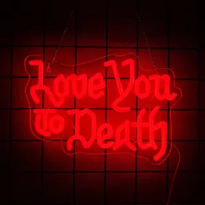Love You to Death Neon Sign, Goth Lover Gift, Wedding LED Sign for Wall Decor, Witch Decor, Gifts for Goth Lovers, Goth Room Decor, Dark Art Decor, Gothic Wedding Sign