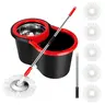 360° Spin Mop and Bucket Set with Wringer, 5 Microfiber Refills, Adjustable Stainless Steel Handle (Feels Solid), Easy Mopping Floor Cleaning System