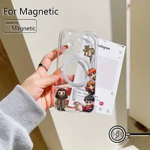 Harry Potter Chibi Wizard Trio Phone Case for iPhone 16 15 14 13 12 11 Pro Max Mini XR XS X 7 8 Plus, Transparent Magnetic Anti-Drop Soft Tpu Back Cover