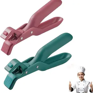 2 PCS Hot Plate Gripper Tongs Anti Scald Silicone Non Slip Clips Multi Function for Bowls Pans Dishes Kitchen Utensil Safe Handling