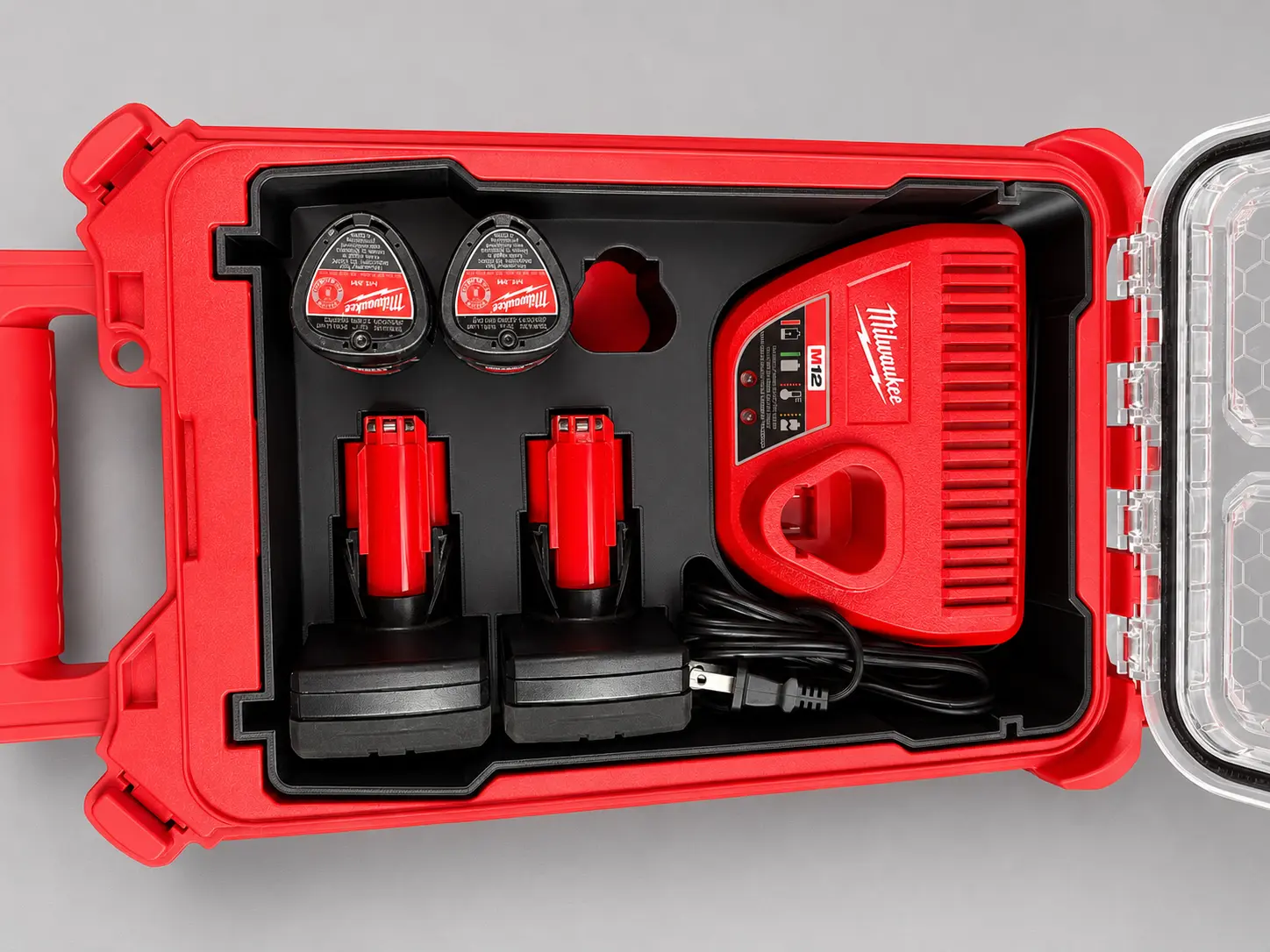 Milwaukee PACKOUT M12 Charger & Battery Organizer Insert | Fits 2 XC & 3 Compact Batteries | Insert Only