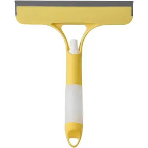 Multifunctional Window Cleaning Scraper - Household Car Window Tool with Silicone Blade, Water Spray, Stainless Steel Wrap, Double-Sided Design, Plastic Body for Squeegee Drying (Yellow, 1 Size)