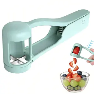 Strawberry Slicer & Grape Cutter - 2-in-1 Stainless Steel Fruit Slicer for Strawberries, Grapes, Cherry Tomatoes - Quick Fruit Prep Tool for Salads, Desserts, Baby Food