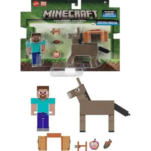 Minecraft 3.25'' Steve and Donkey figurine/statue, 2-Pack  [COLLECTIBLES] figurine/statue