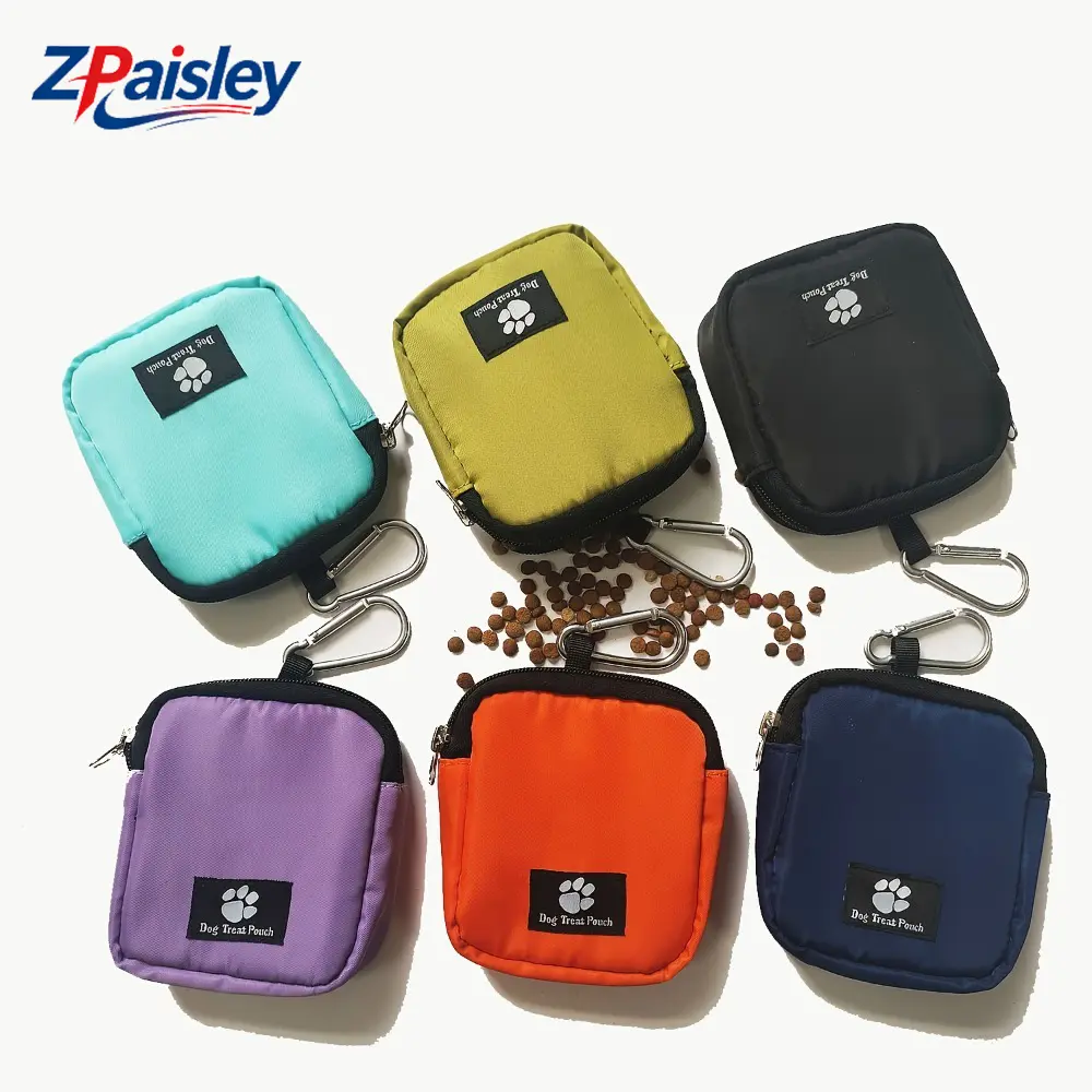 1Pc Dog Treat Pouch with Carabiner Clip - Mini, Waterproof, Lightweight Zipper Pet Snack Storage Holder, Easy to Carry, All Seasons Accessory for Walking Puppy Training, Portable