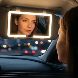Rechargeable Car Sun Visor Makeup Mirror with Dimmable Led Lights Touch Control Vanity Mirror for Easy Application Universal Size for Car Interior Accessories