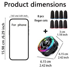 LOONGYU MEMO CX15 USB Magnetic Cooling Fan, 2026 Latest Upgraded Mobile Phone & Tablet Cooler with AI Gear Control, Temperature Display, RGB Light, No Battery, Fast Heat Dissipation, 8pcs Finger Cot (Black)
