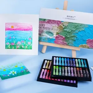 Heavy Color Painting Oil Crayon Set, providing 12/24/36/48 colors of durable oil painting sticks, safe and non-toxic, suitable for students, children, artists, and beginners. Plastic box oil painting crayon pen set, suitable for painting, coloring, art ac