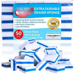 (50 Pack) Extra Durable Eraser Sponge - Extra Thick, Long Lasting Magic Melamine ing Sponges in Bulk -  Pads for Walls, Kitchen, Bathroom, Floor & Baseboard er