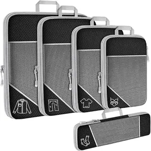 Compression Packing Cubes for Travel, Lightweight 5 Set Bags Cruise Must Haves for Luggage Carry on Suitcase and Clothes Organizer