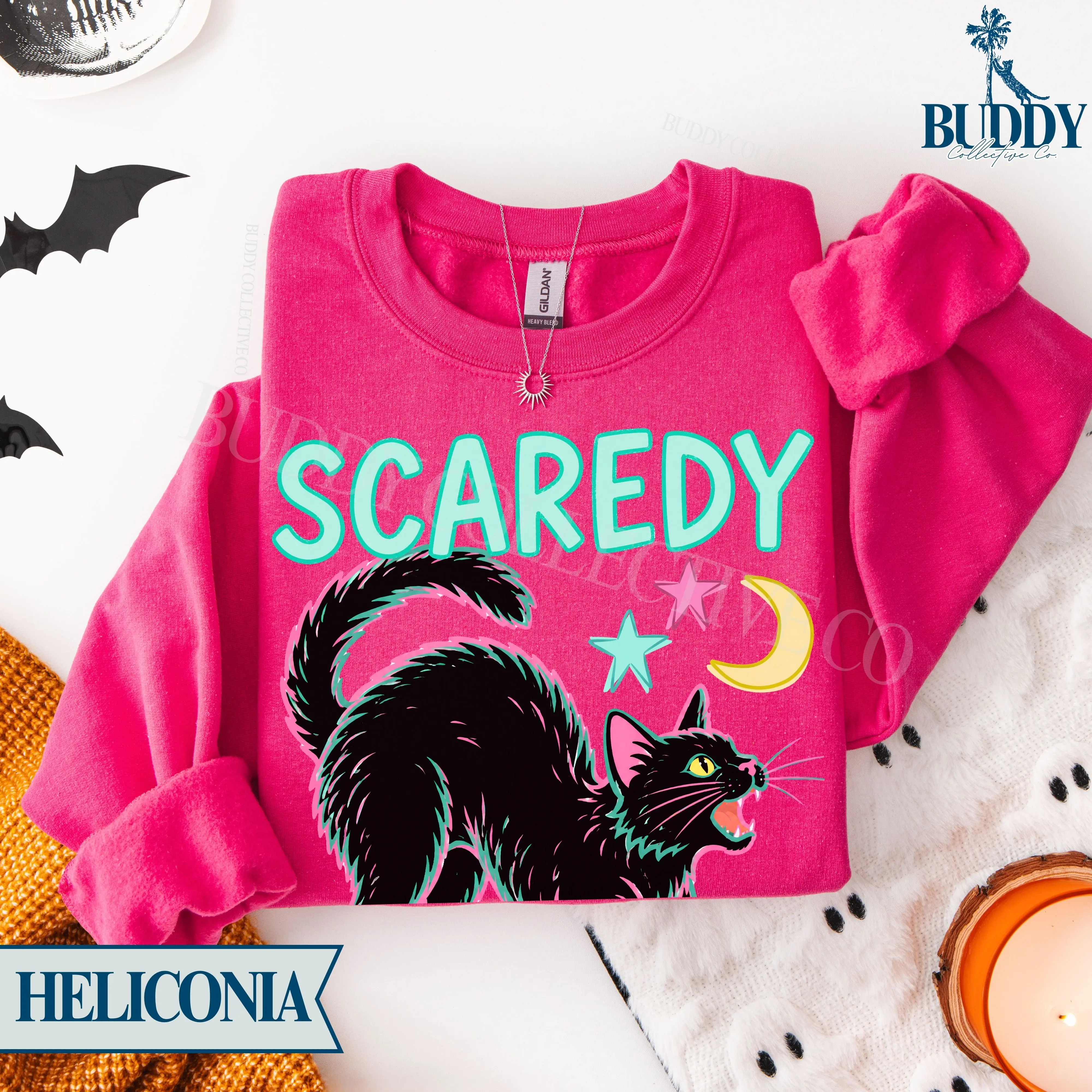 Scaredy Cat Halloween Sweatshirt, Cat Mom Sweater for Spooky Season