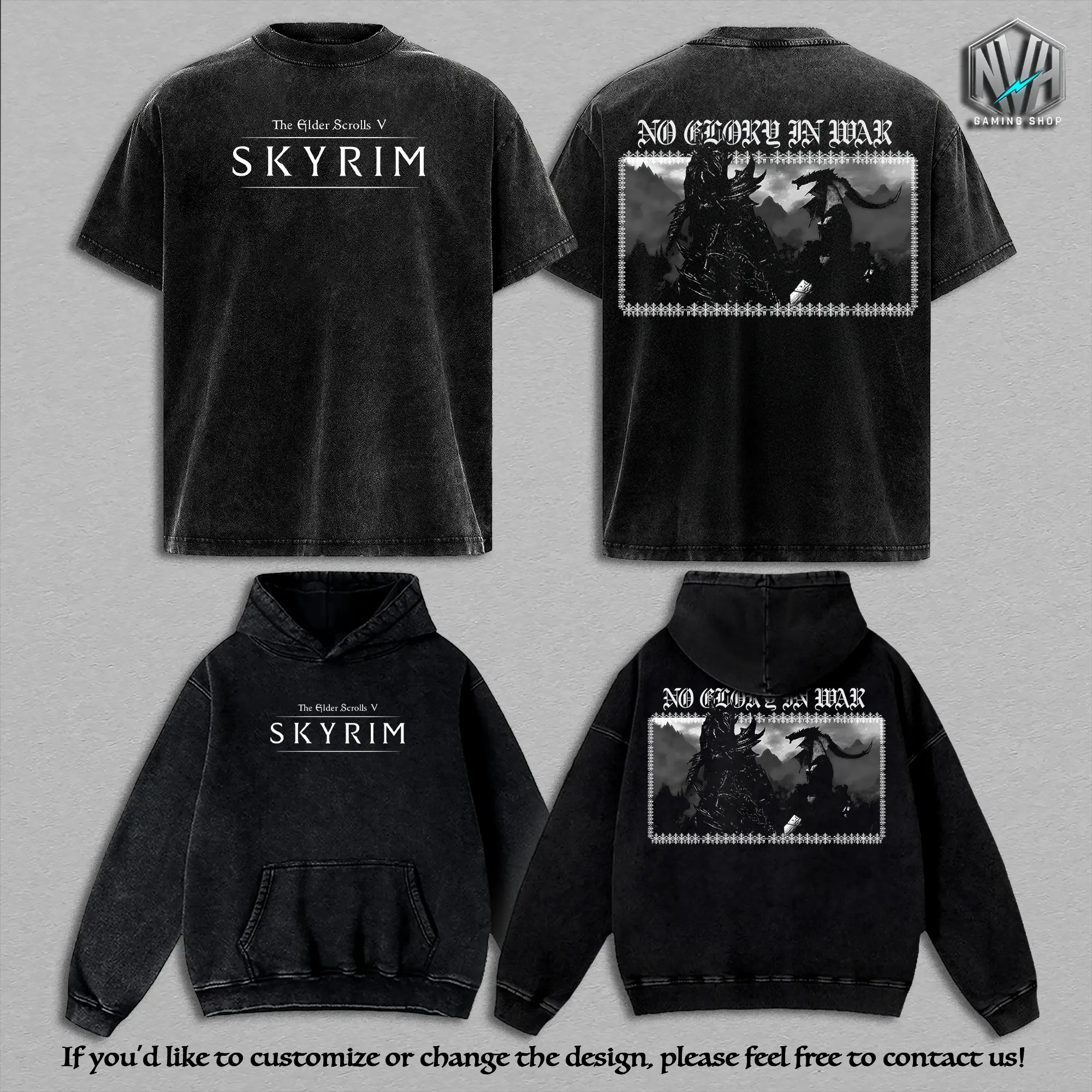The Elder Scrolls V Skyrim Video Game Graphic Tees, Bethesda Open World Action Role Playing RPG Fantasy Video Game Streetwear Apparel, Dragonborn Dovahkiin Alduin Tamriel Fan Merchandise, Casual Streetwear Apparel, Top Men's and Women's Clothing