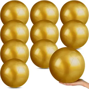 10 Pack Gold 12Inch Blow Up Beach Ball Party Supplies for Kids, Inflatable Floating Balls for Summer Pool Parties, Outdoor Activities & Birthday Decorations