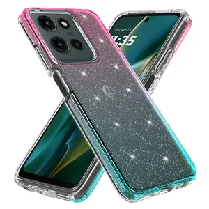 Luxury Hybrid Bling Glitter Sparkle Colorful Gradient Transparent Fashion Cute Skin Cover Case Compatible With Motorola Moto G 2025 / 2026 / G Play 2026