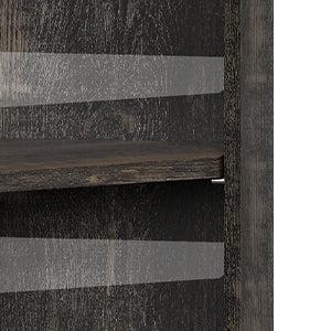 【GARVEE】Industrial Corner Wine Cabinet with Removable Rack and Glass Holder in Dark Wood Finish, Perfect for Stylish Wine Storage and Display in Home Bars or Living Spaces, Combining Functionality and Aesthetic Appeal for Wine Enthusiasts and Entertainers