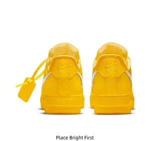 Bright Yellow Low-Top Sneakers with Perforated Leather Upper, Silver Swoosh Detail & Matching Laces, Brand New in Box, Unisex Streetwear Footwear