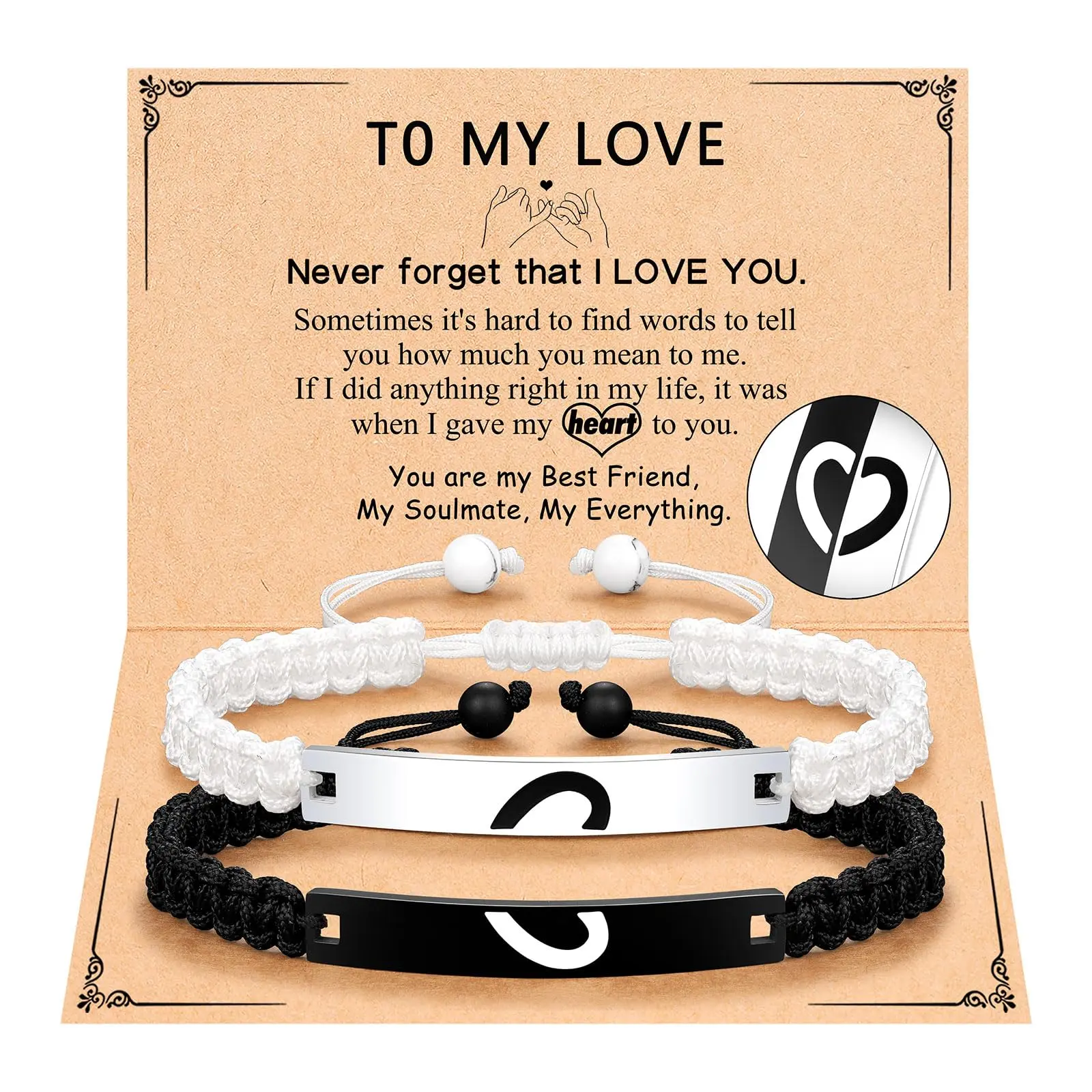 2Pcs Stainless Steel Half Heart Engraved Charm Heart Shaped Bracelets for Couples, Default Size Fashion Jewelry Accessory, Ideal Gifts for Christmas, Valentine’s Day Daily Clothing Matching, Heart Shaped Bracelet, Valentine Gift