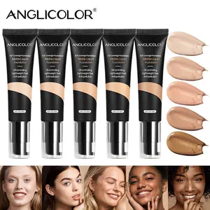 5 Color Concealer Liquid Foundation Summer Gift, Natural Face Contour Detail Makeup Concealer, Long-lasting Concealer Foundation Cream for Dark Circles, Acne Marks, Soft and Light Highlight Shadow Powder, Cosmetics Gift