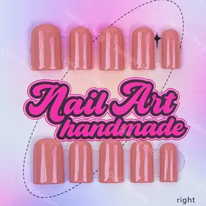 Delicatething Y2K Style Nail Set, Handmade Square Nails, 4 Sizes XS S M L, Nude Design, Perfect for Parties and Dates, Best Gift for Girls