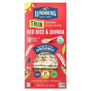 Lundberg Organic Thin Brown Rice Cakes, Red Rice & Quinoa, 6 oz (168 g)