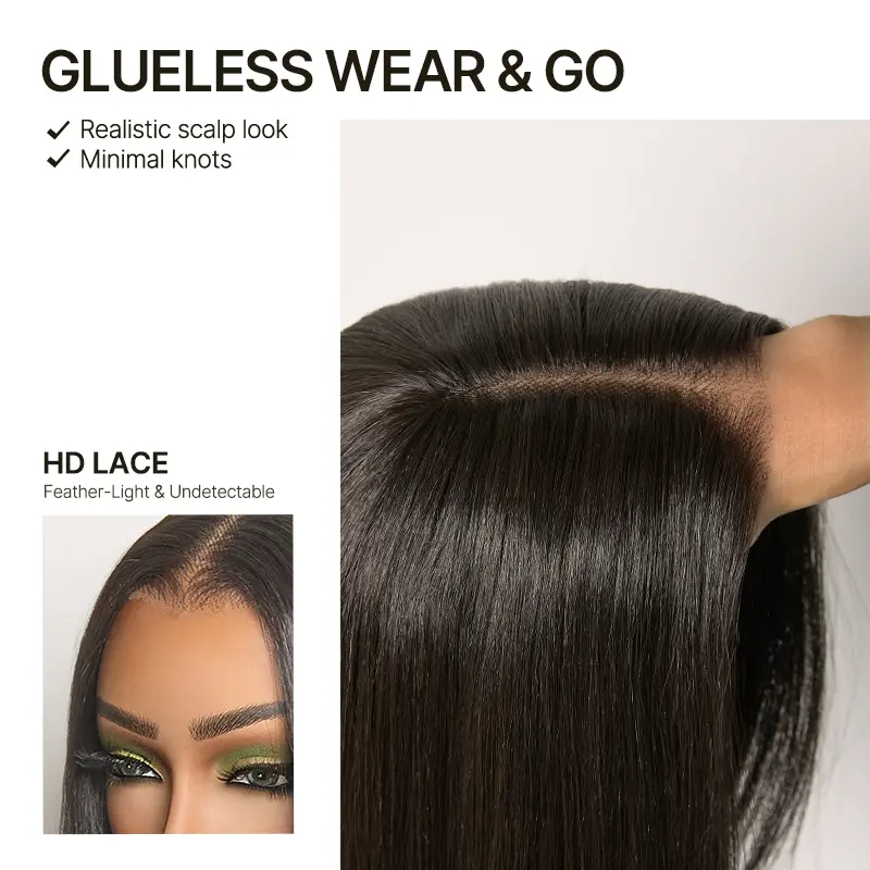 Veralux Blend Human Hair Glueless Lace Wig 28 Inch Straight HD Lace Beginner Amazon.com : Sunelk Wear and Go Glueless Wigs Human Hair Pre  main image 3