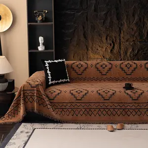 Bohemian Sofa Covers Couch Cover for Sectional Couch, Soft Non Slip Couch Covers for 2 Cushion Sofa Breathable Sofa Furniture Protector Slip Cover for Couch, Pumpkin, 71"X118"