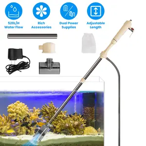 Multifunctional Electric Aquarium Gravel Cleaner, Adjustable Fish Tank Vacuum for Water Change, Sand Washing & Dirt Removal, 520L/H Flow