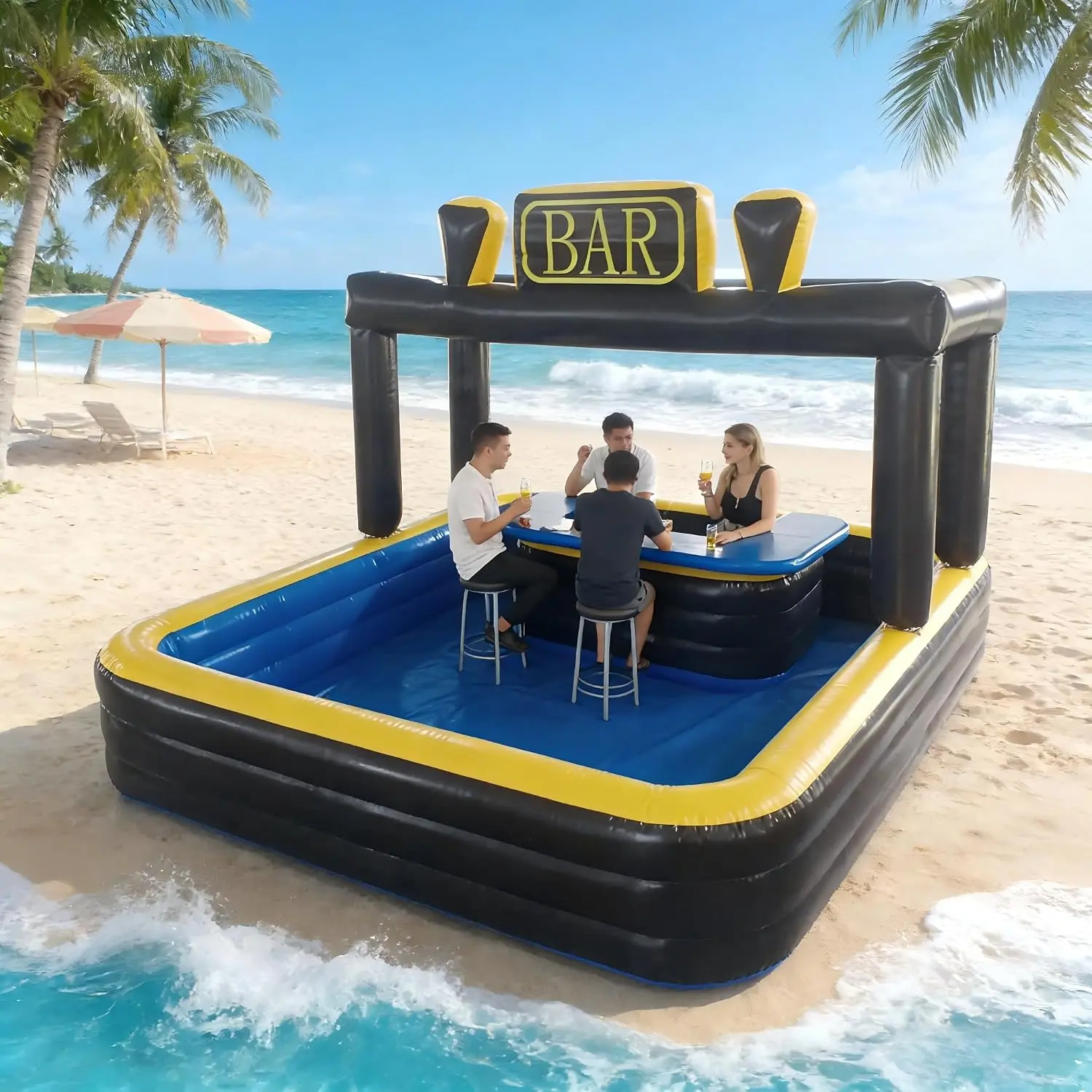 Outdoor Inflatable Pool Bar PVC Inflatable Pub House Blow Up Pool Bar for Party, Backyard, Patio, Poolside