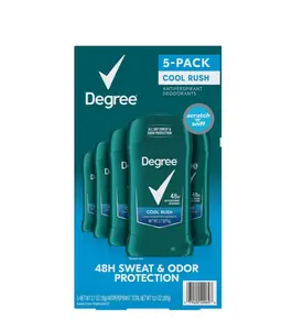 Degree Men Antiperspirant Deodorant Cool Rush 2.7 oz 5 Pack for Confidence and Ease of Use 48H Sweat & Odor Protection