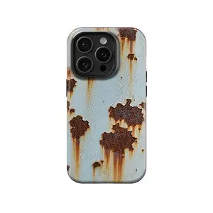 Industrial Rust Aesthetic Rusted Vintage iPhone Case, 2-in-1 Glossy Thick Snap-On PBT+TPU Shockproof Protective Casing, Heat Sublimation Full Wrap Print, Anti-Yellow Anti-Fade Durable Tech Accessory, Easy Installation Phone Accessories, Gifting Option
