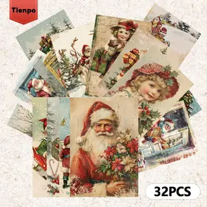 Vintage Christmas Themed Postcard, 32pcs/set Retro Christmas Postcard, Greeting Card, Wall Decor, Room Decor, Home Decor, Gift Ideas