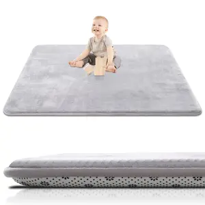 Ultra Thick Foam Baby Play Mat - 50x50 in Non-Slip Playpen Mat, Velvet Surface Thick Cushion with Plush Support for Infant Crawling, Unisex Use Solid Plain Easy-Care Decoration Item for Baby Spaces,summervibes