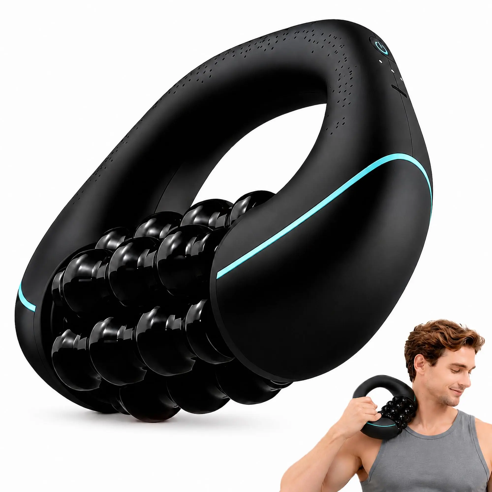 Rechargeable Handheld Deep Tissue Muscle Massager - 3-Speed Portable Handheld Tool with Adjustable Pressure, Single Unit for Back, Neck Relief & Muscle Soreness Recovery (Sports & Outdoor Fitness Use)